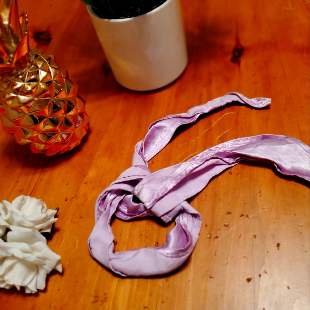 Vintage lilac satin scrunchie, hair tie, bow, or scarf